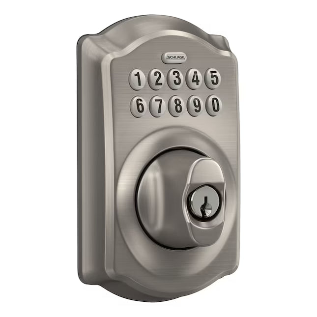 Schlage Camelot Satin Nickel Keypad Electronic Deadbolt and Handle Lock