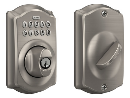 Schlage Customizable Keying Camelot Satin Nickel Keypad Electronic Deadbolt Lock
