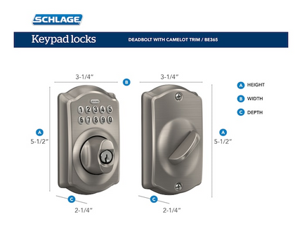 Schlage Camelot Satin Nickel Electronic Deadbolt and Georgian Knob Bundle