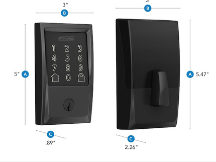 Schlage Encode Century Matte Black Electronic Deadbolt and Plymouth Door Knob Bundle