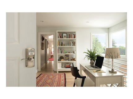 Schlage Customizable Keying Camelot-Accent Satin Nickel Keypad Electronic Handle Lock