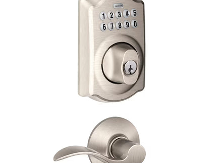 Schlage Camelot Satin Nickel Keypad Electronic Deadbolt and Handle Lock