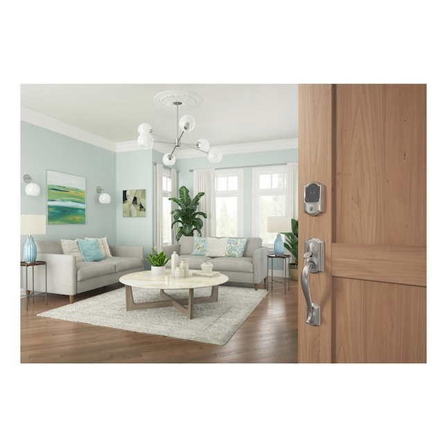 Schlage Encode Plus Camelot Satin Nickel Smart Wi-Fi and Bluetooth Touchscreen Keypad Electronic Deadbolt Lock
