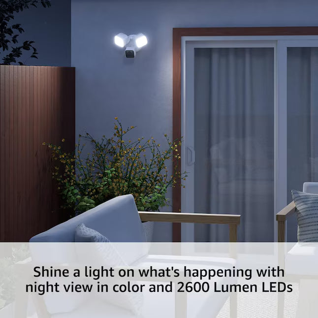 Blink Wired Floodlight Camera - Smart Security Camera - 2600 Lumens, HD Live View - Enhanced Motion Detection - Built-in siren - Works with Alexa - White