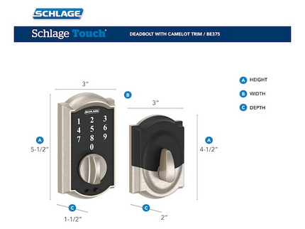 Schlage Touch Camelot Aged Bronze Touchscreen Keypad Electronic Deadbolt Lock
