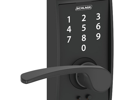 Schlage Touch Century-Merano Matte Black Touchscreen Keypad Electronic Handle Lock