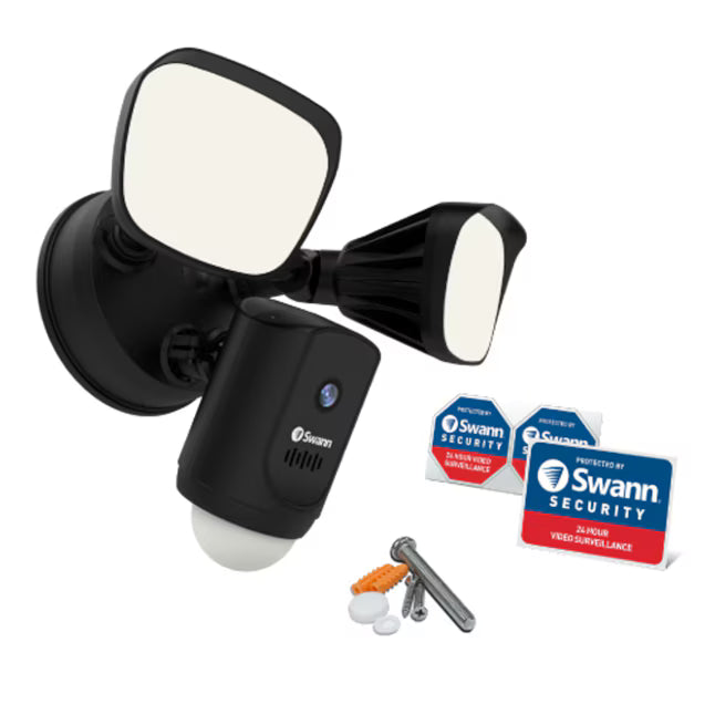 Swann Wireless floodlight security camera Outdoor 1-Camera 1080P Hardwired Floodlight Micro Sd Security Camera System