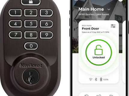 Kwikset Halo Keypad Venetian Bronze Smart Wi-Fi and Keypad Electronic Deadbolt Lock ft. SmartKey Security