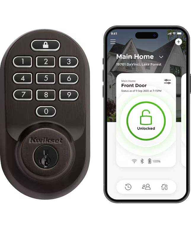 Kwikset Halo Keypad Venetian Bronze Smart Wi-Fi and Keypad Electronic Deadbolt Lock ft. SmartKey Security