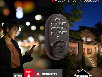Kwikset Halo Keypad Venetian Bronze Smart Wi-Fi and Keypad Electronic Deadbolt Lock ft. SmartKey Security