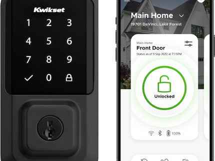 Kwikset Halo Keyless Entry Matte Black Smart Wi-Fi and Touchscreen Keypad Electronic Deadbolt Lock ft. SmartKey Security
