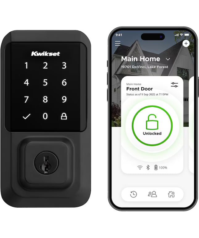 Kwikset Halo Keyless Entry Matte Black Smart Wi-Fi and Touchscreen Keypad Electronic Deadbolt Lock ft. SmartKey Security