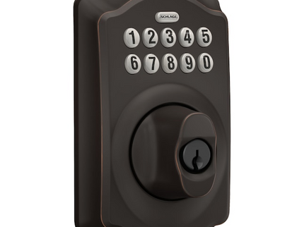 Schlage Customizable Keying Camelot Aged Bronze Keypad Electronic Deadbolt Lock