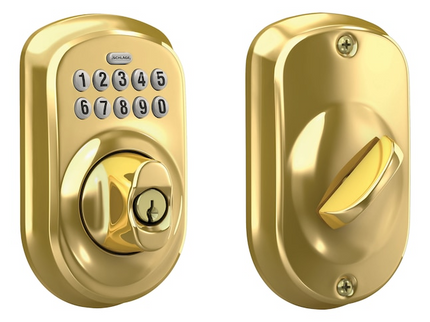 Schlage Plymouth Bright Brass Keypad Electronic Deadbolt Lock