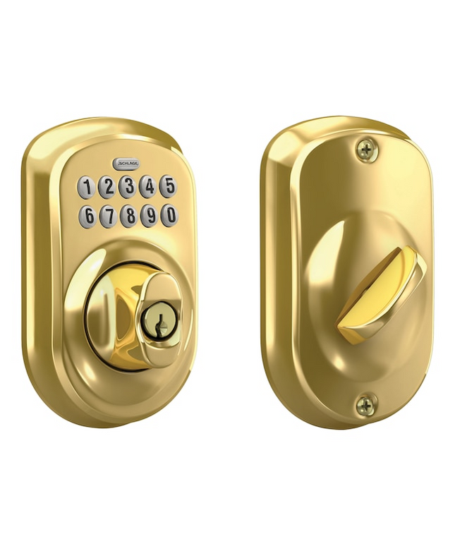 Schlage Plymouth Bright Brass Keypad Electronic Deadbolt Lock