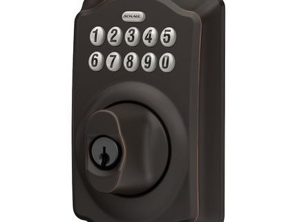 Schlage Customizable Keying Camelot Aged Bronze Keypad Electronic Deadbolt Lock