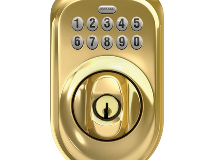 Schlage Plymouth Bright Brass Keypad Electronic Deadbolt Lock