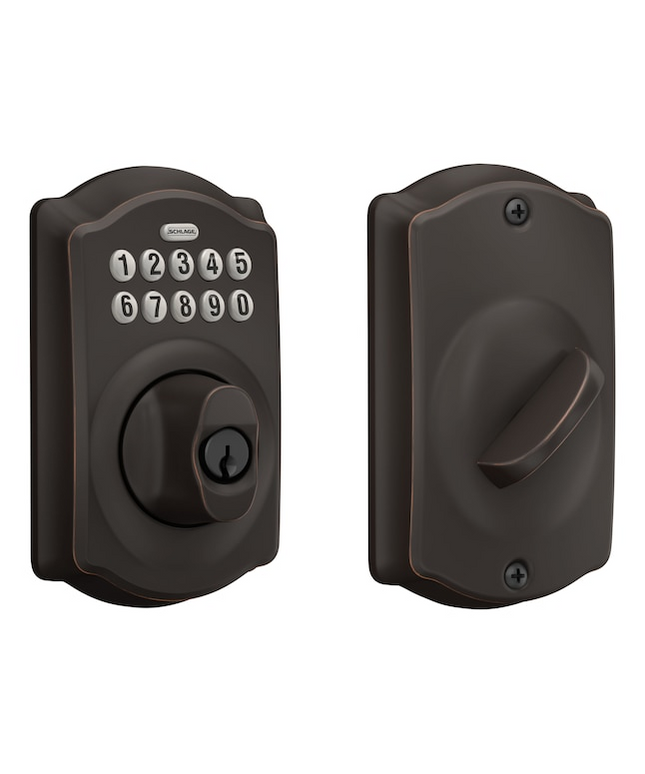 Schlage Customizable Keying Camelot Aged Bronze Keypad Electronic Deadbolt Lock