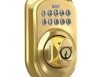 Schlage Plymouth Bright Brass Keypad Electronic Deadbolt Lock