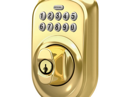 Schlage Plymouth Bright Brass Keypad Electronic Deadbolt Lock