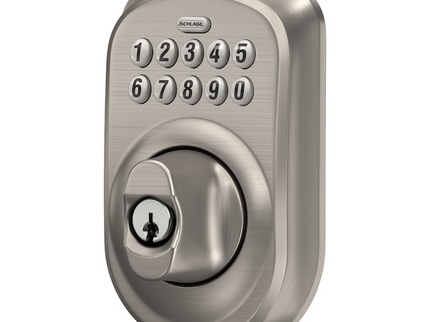 Schlage Customizable Keying Plymouth Satin Nickel Keypad Electronic Deadbolt Lock