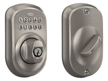 Schlage Customizable Keying Plymouth Satin Nickel Keypad Electronic Deadbolt Lock