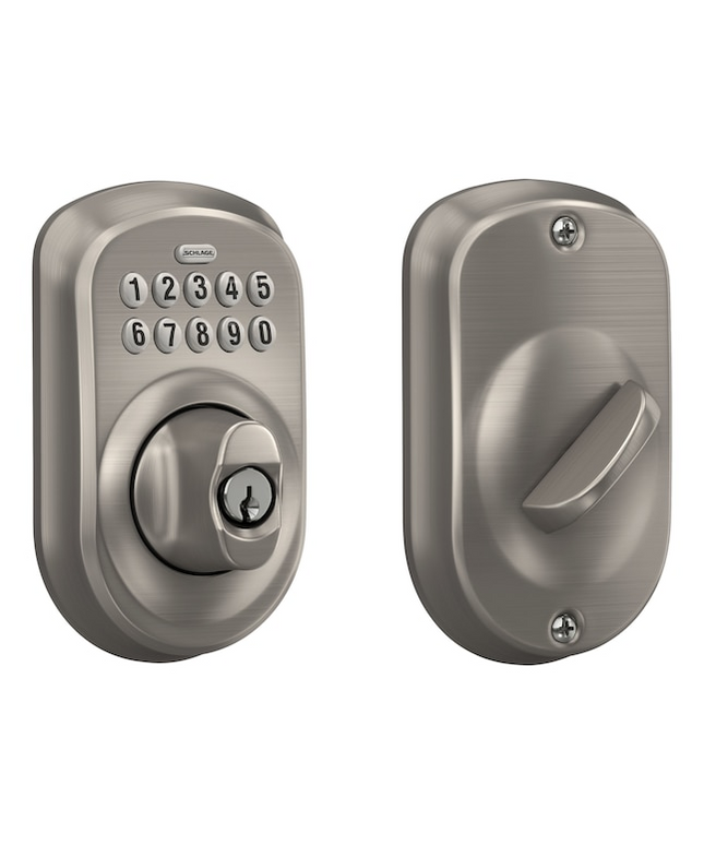 Schlage Customizable Keying Plymouth Satin Nickel Keypad Electronic Deadbolt Lock
