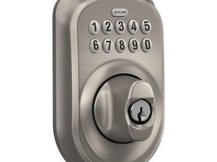Schlage Customizable Keying Plymouth Satin Nickel Keypad Electronic Deadbolt Lock