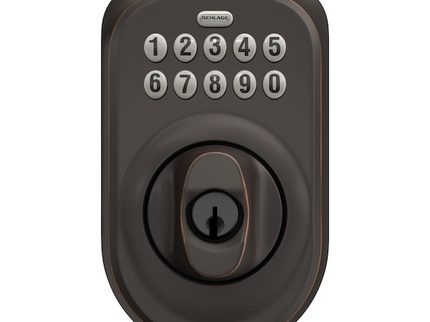 Schlage Plymouth Aged Bronze Keypad Electronic Deadbolt Lock