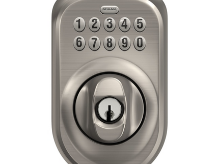 Schlage Customizable Keying Plymouth Satin Nickel Keypad Electronic Deadbolt Lock