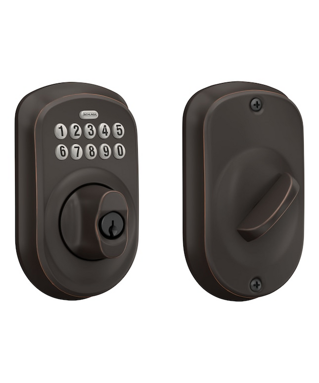 Schlage Plymouth Aged Bronze Keypad Electronic Deadbolt Lock