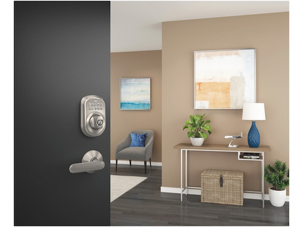 Schlage Customizable Keying Plymouth Satin Nickel Keypad Electronic Deadbolt Lock