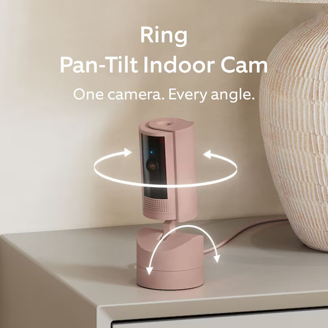 Ring Pan-Tilt Indoor Cam with 360 Degree Horizontal Pan Coverage, Live View & Two-Way Talk, and HD Video, Blush