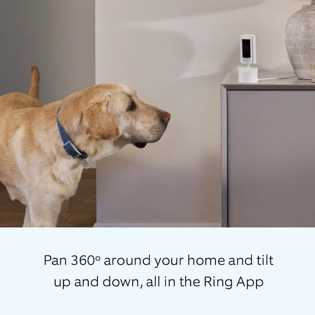 Ring Pan-Tilt Indoor Cam with 360 Degree Horizontal Pan Coverage, Live View & Two-Way Talk, and HD Video, White