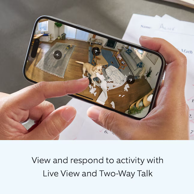 Ring Pan-Tilt Indoor Cam with 360 Degree Horizontal Pan Coverage, Live View & Two-Way Talk, and HD Video, White