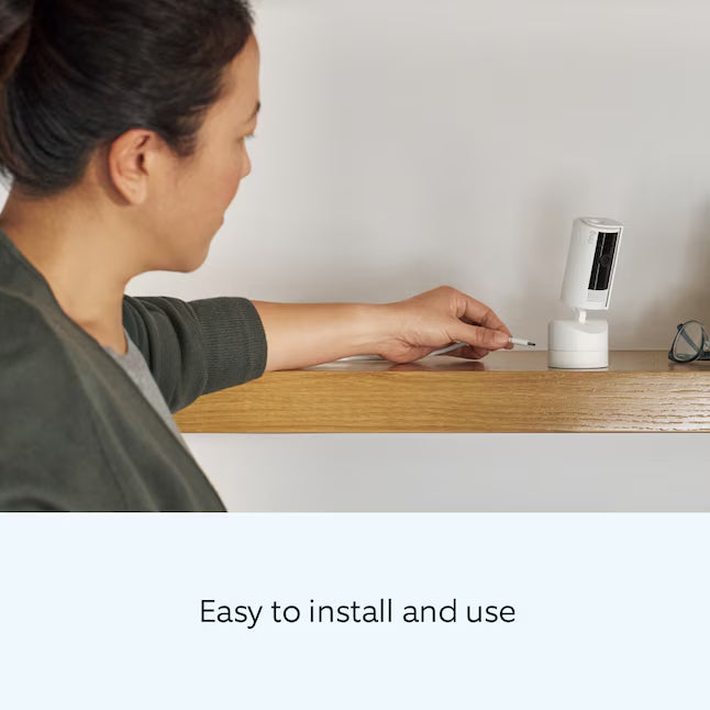 Ring Pan-Tilt Indoor Cam with 360 Degree Horizontal Pan Coverage, Live View & Two-Way Talk, and HD Video, White