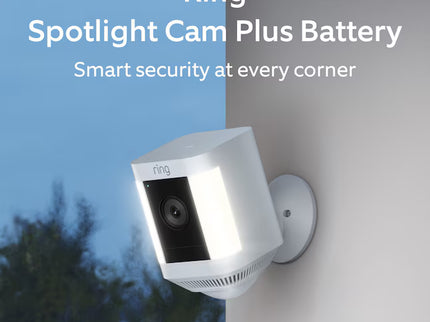 Ring Spotlight Cam Plus, Battery-operated - Smart Security Video Camera with 2 Motion-Activated LED Spotlights, 2-Way Talk, Color Night Vision, White