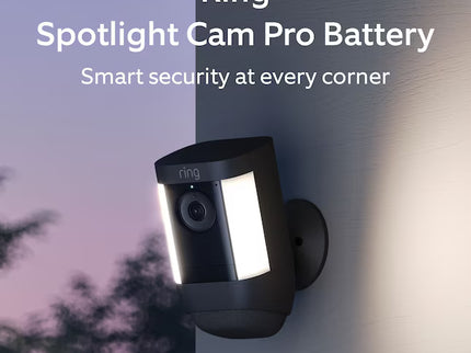 Ring Spotlight Cam Pro, Battery with 2K Video and Ring Vision, LED Lights, Dual-Band Wifi, and 3D Motion Detection, Black