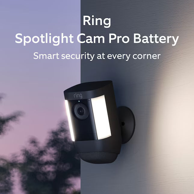 Ring Spotlight Cam Pro, Battery with 2K Video and Ring Vision, LED Lights, Dual-Band Wifi, and 3D Motion Detection, Black