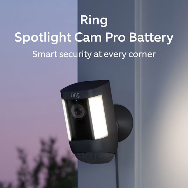 Ring Spotlight Cam Pro, Plug-In with 2K Video and Ring Vision, LED Lights, Dual-Band Wifi, and 3D Motion Detection, Black