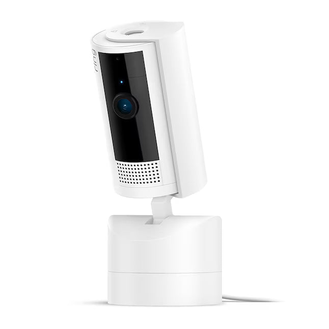 Ring Pan-Tilt Indoor Cam with 360 Degree Horizontal Pan Coverage, Live View & Two-Way Talk, and HD Video, White