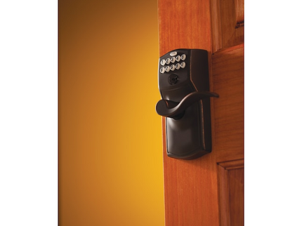 Schlage Customizable Keying Camelot-Accent Aged Bronze Keypad Electronic Handle Lock