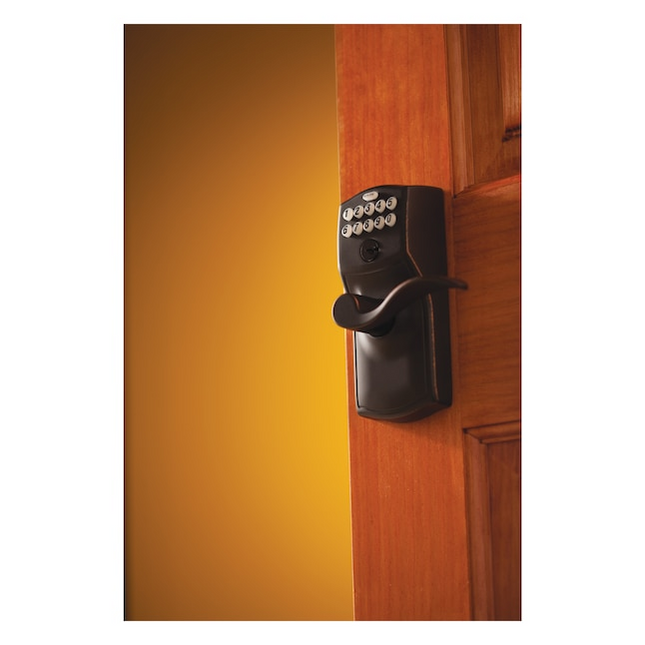 Schlage Customizable Keying Camelot-Accent Aged Bronze Keypad Electronic Handle Lock