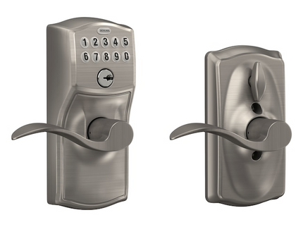 Schlage Camelot-Accent Satin Nickel Keypad Electronic Handle Lock