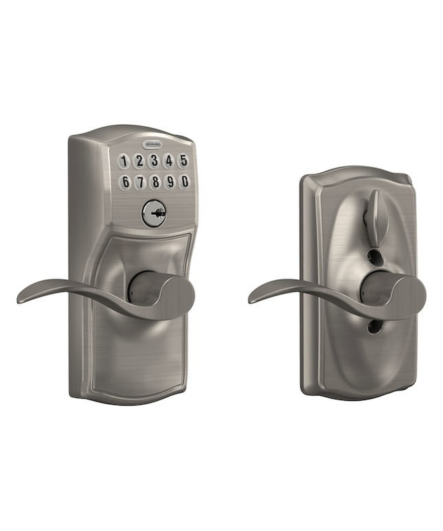 Schlage Camelot-Accent Satin Nickel Keypad Electronic Handle Lock