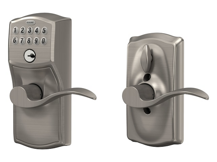 Schlage Camelot-Accent Satin Nickel Keypad Electronic Handle Lock