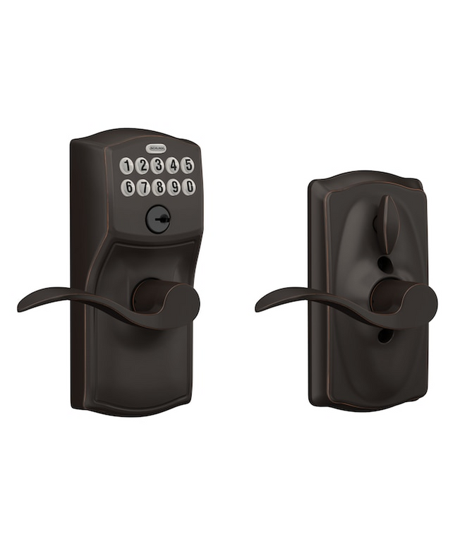 Schlage Camelot-Accent Aged Bronze Smart Keypad Electronic Handle Lock