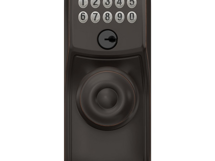 Schlage Customizable Keying Camelot-Georgian Aged Bronze Keypad Electronic Knob Lock