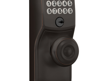 Schlage Customizable Keying Camelot-Georgian Aged Bronze Keypad Electronic Knob Lock