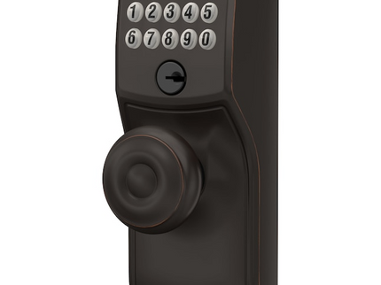 Schlage Customizable Keying Camelot-Georgian Aged Bronze Keypad Electronic Knob Lock